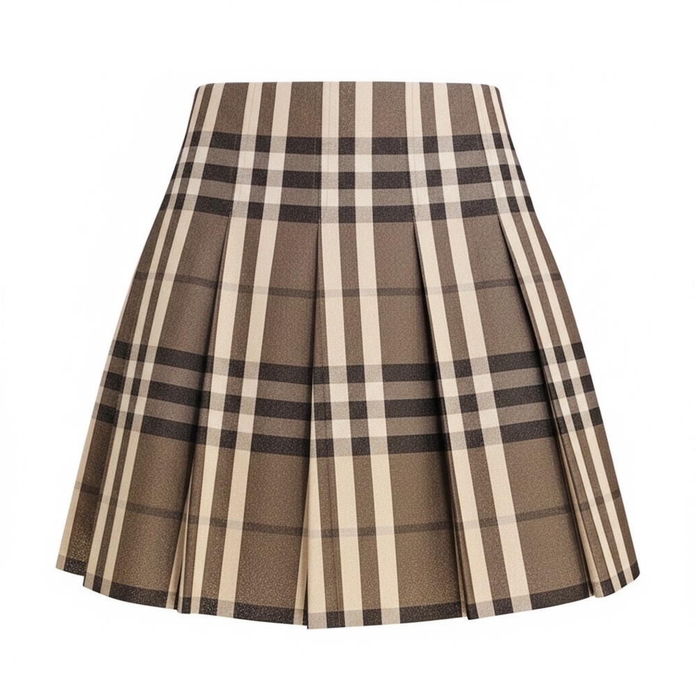 Burberry Size 6 Check Mini Skirt in Black Metallic Gray and White.